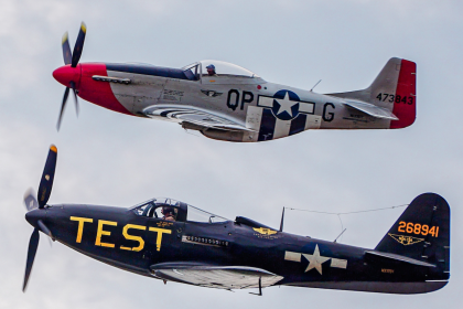 airbase georgia p 63 and p 51 mustang in flight