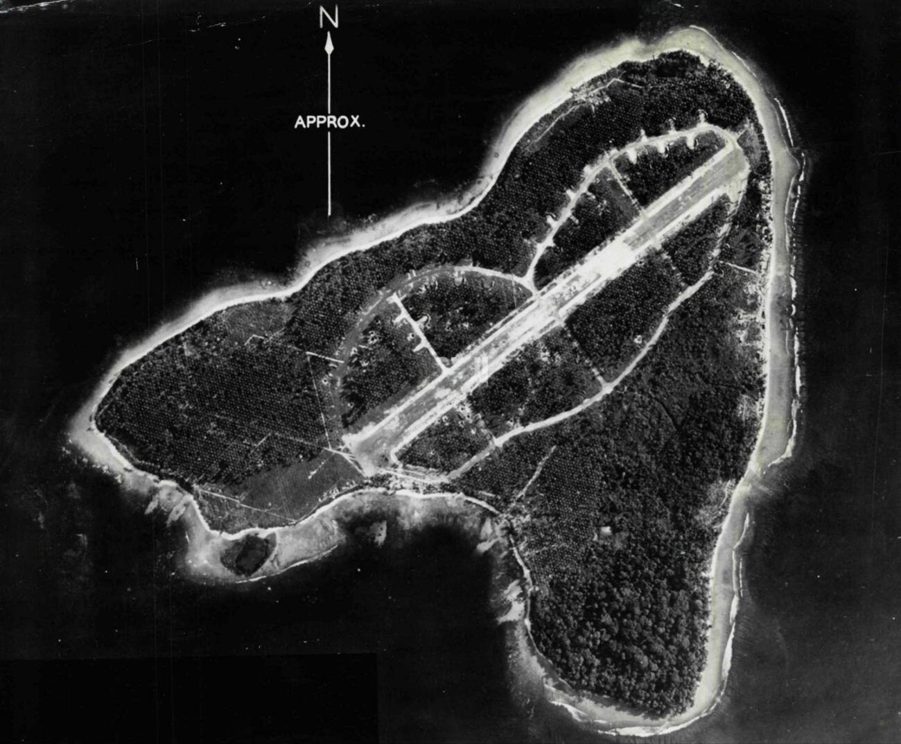 an american target in the solomons an serial view of ballale island off the southeast coast of bougalhville between shortland and fauro island converted by the japanese into an airf