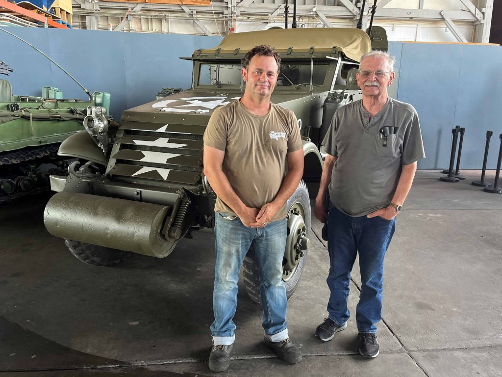 M16A1 Half-Track With Quad .50-Caliber Guns Now on Display at NAS Wildwood Aviation Museum 11 burroughs and his father in front of his m16a1 halftrack