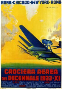 crociera aerea del decennale 1933 airplane retro travel poster vintage poster studio grafiikka