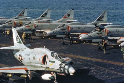 douglas a 4f skyhawks aboard uss hancock cva 19 on 25 may 1972 6430106