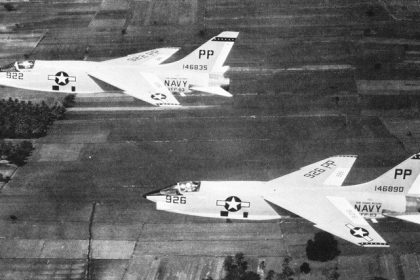 f8u 1p crusaders of vfp 63 in flight c1962