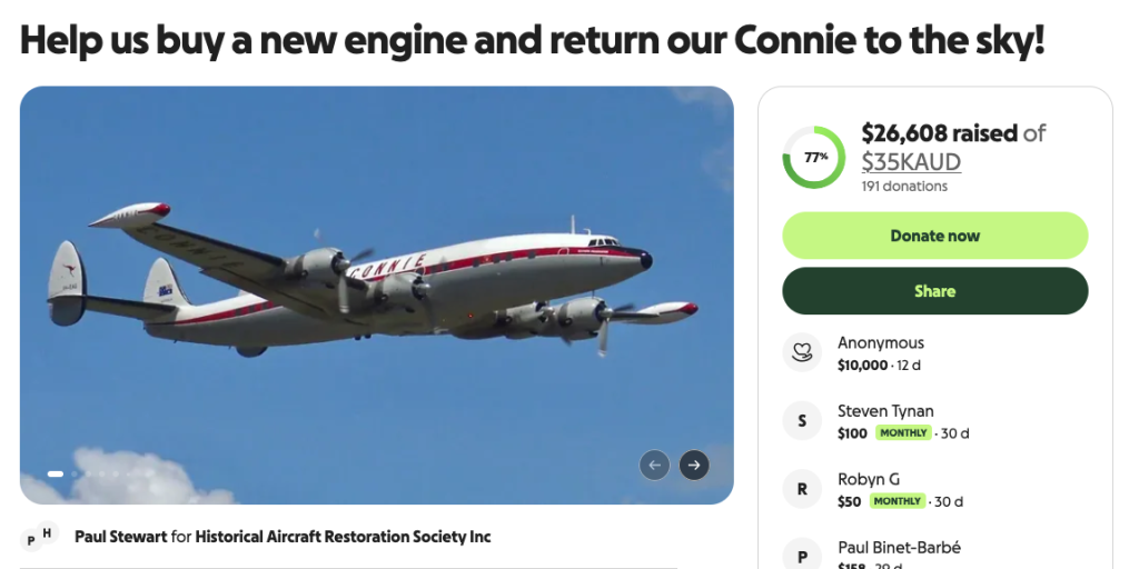 World's Only Flying Lockheed L-1049 Super Constellation Grounds Operations as HARS Launches Engine Fundraising Campaign 12 hars launches engine fundraising campaign