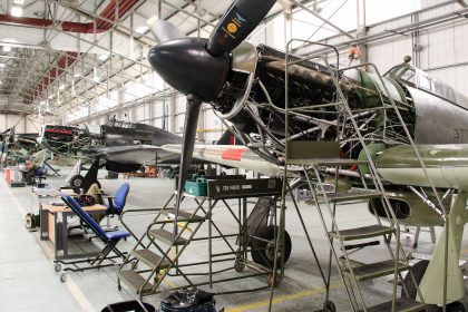 he BBMF hangar on 21st October with aircraft being stripped for scheduled winter maintenance