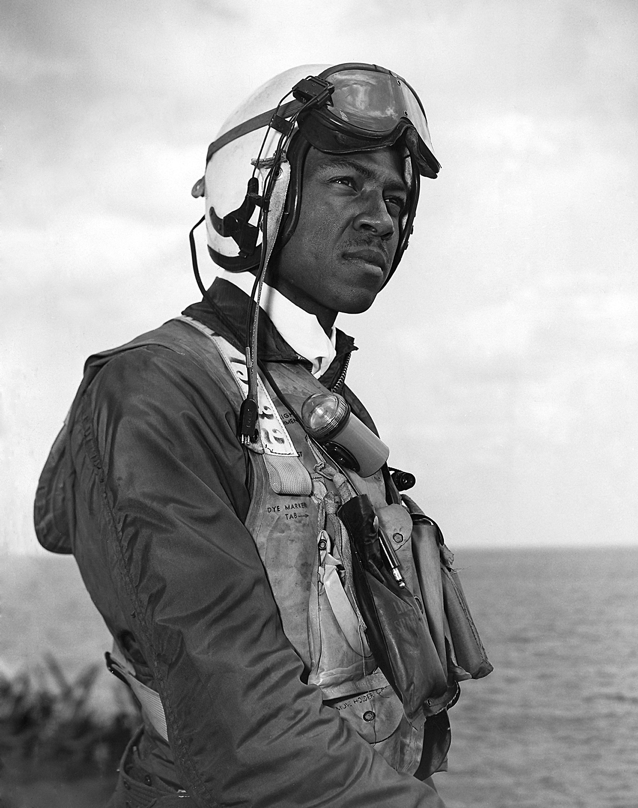 Ensign Jesse Brown board the Leyte during the Korean War. (photo via Bryan Makos)