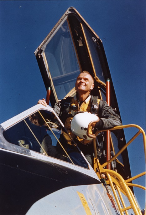 Today In Aviation History: John Glenn Makes First Supersonic Transcontinental Flight 11 john glenn on jet cropped