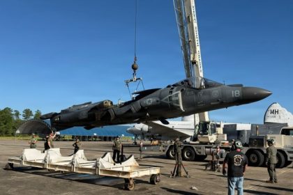 last marine corps produced av 8b harrier ii joins national naval aviation museum 3301