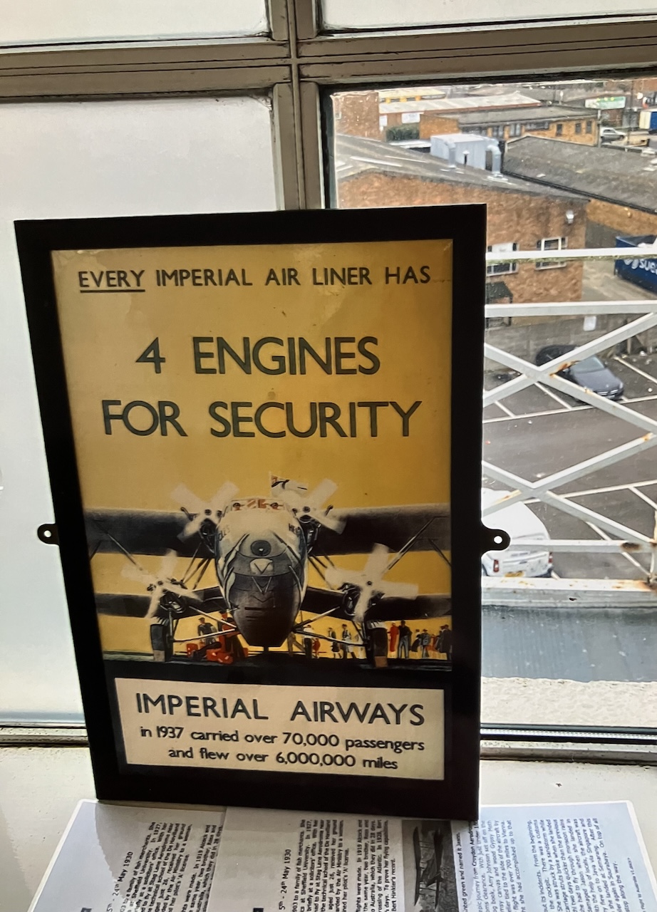 Croydon: London's Crucible of Flight 32 museum exhibits in former control tower 1920 museum. imperial airways route maps and scale model of handley page hp.42 8352
