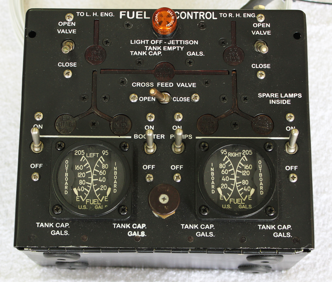 The front face of the fuel control box, showing the two unique fuel gauges. (photo via Tom Reilly)