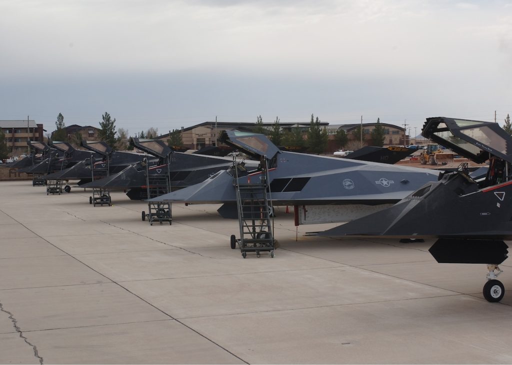 the first six f 117a nighthawks are prepared for their final flight before taking off to tonopah test range nev. march 12. u.s. air force photo by airman 1st class john strong
