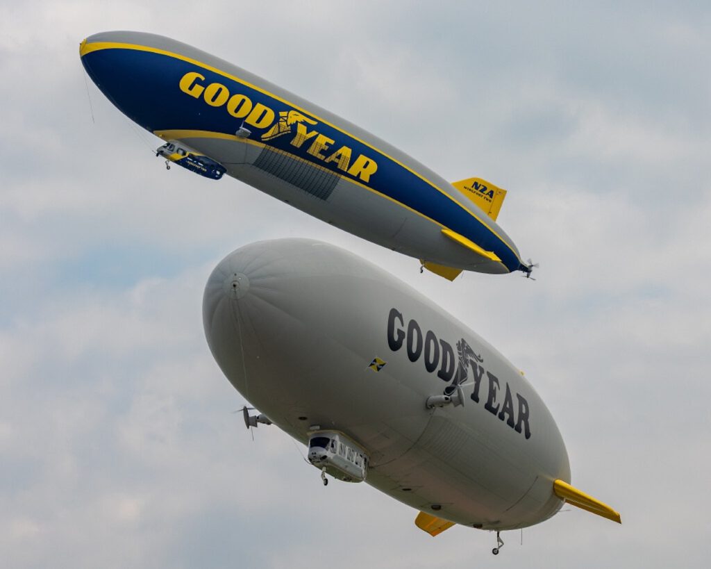 Goodyear Blimp Returns to EAA AirVenture Oshkosh 2026 10 two blimps airborne airventure 2025