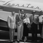 unnameHollywood stars Jerry Colonna Fred MacMurray June Haver and Bob Hope with William P. Lear and Moya O. Lear standing beside a Lear Learstar aircraft circa 1950