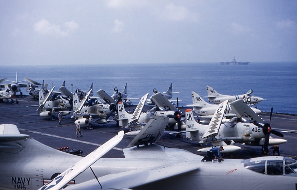 view of the aft flight deck of uss forrestal cva 59 circa in 1958